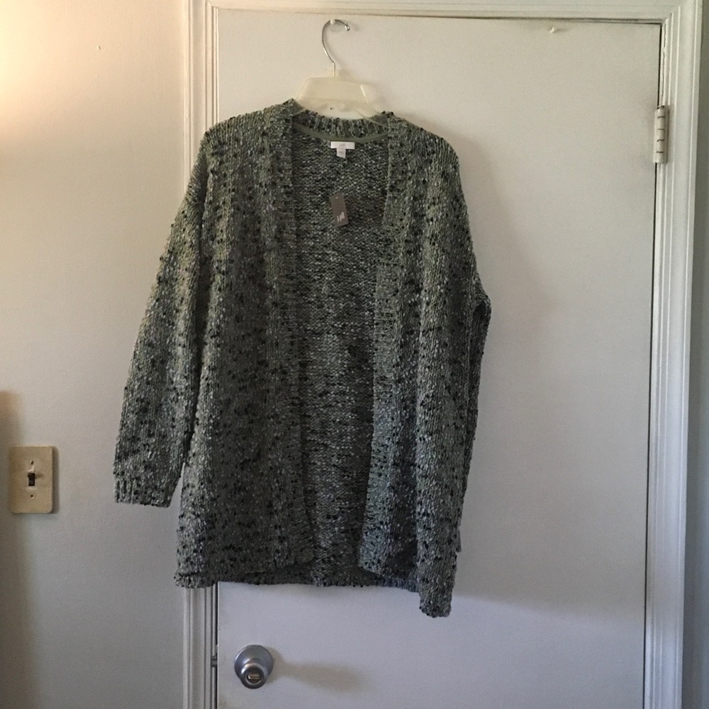 J. Jill Black and Green Knit Cardigan